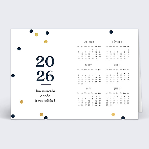 Carte de vœux entreprise Calendrier Pois