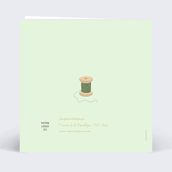 Carte de vœux entreprise Jolie Broderie Verso