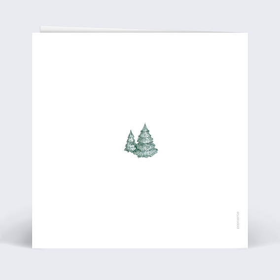 Carte de voeux Découpe Sapins enneigés Verso