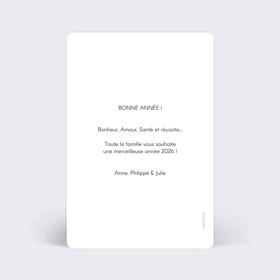 Carte de voeux Typographie Cadre Année Verso