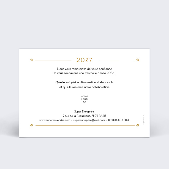 Carte de Voeux Entreprise Losange Fleuri