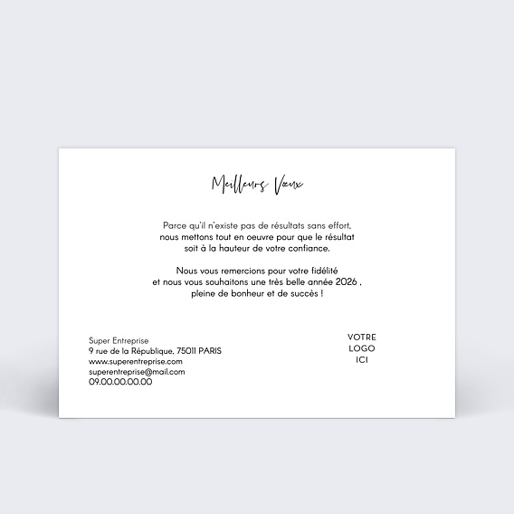 Carte de vœux entreprise Charme Classique Verso