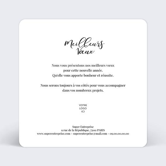 Carte de Voeux Entreprise Calligraphie Chic