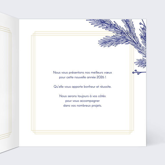 Carte de vœux entreprise Dorure Cadre Gravure Intérieur Droit