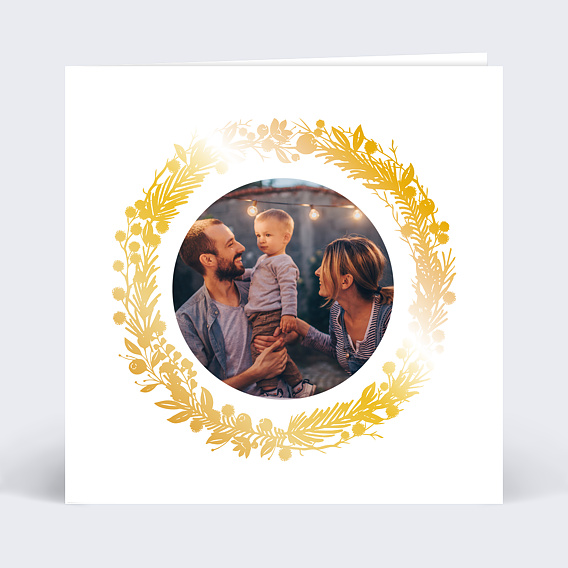 Carte de voeux Dorure couronne photo Recto