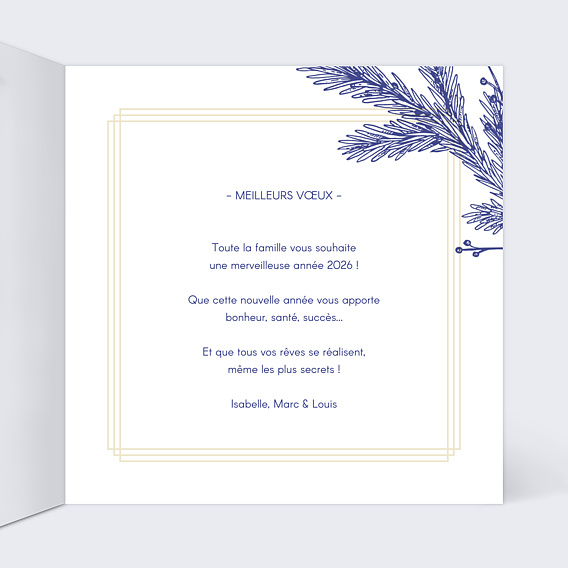 Carte de voeux Cadre Gravure Dorure Intérieur Droit