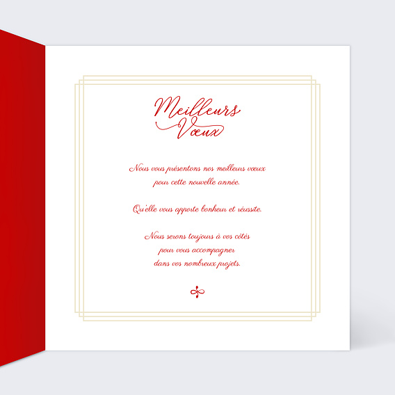 Carte de vœux entreprise Dorure cadre meilleurs voeux Intérieur Droit