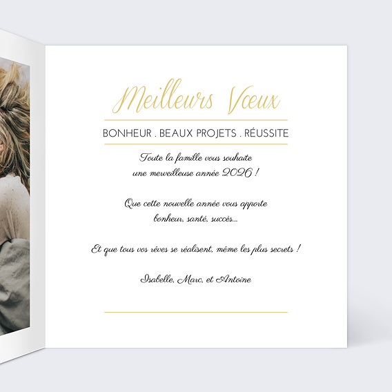 Carte de voeux Couronne Meilleurs Voeux Dorure Intérieur Droit