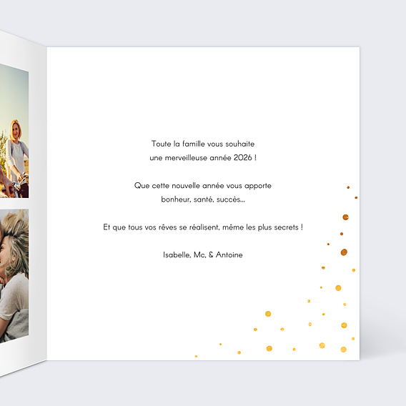 Carte de voeux Dorure pois année Intérieur Droit