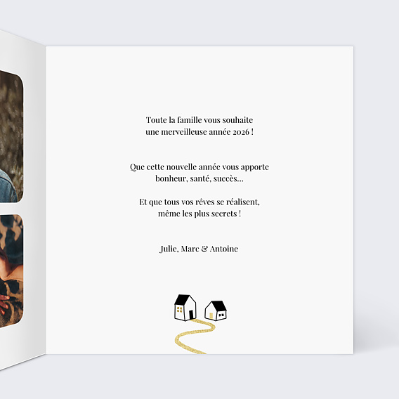 Carte de voeux Joli village Intérieur Droit