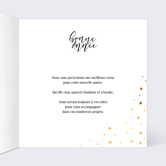 Carte de vœux entreprise Pois Bonne Année Dorure Intérieur Droit