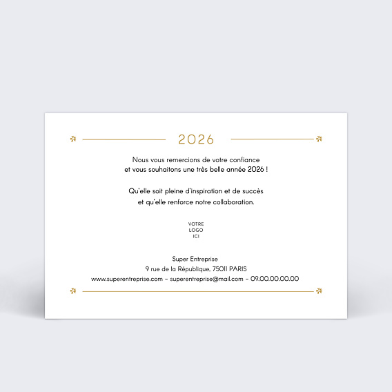 Carte de vœux entreprise Losange Fleuri Verso