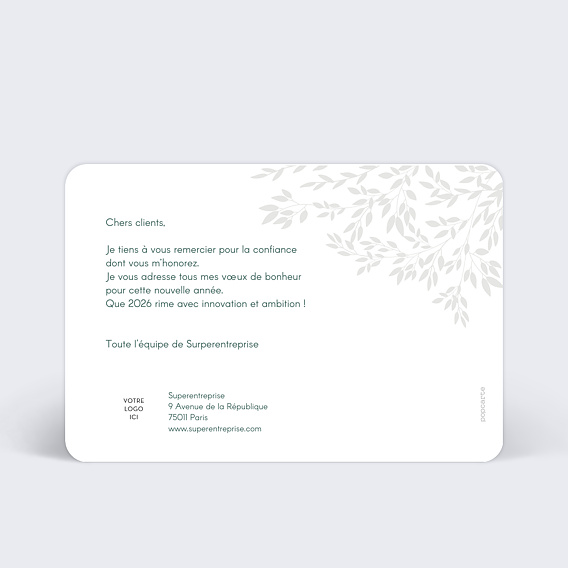 Carte de vœux entreprise Paisible Verso