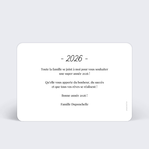 Carte de voeux Tirets Année Verso