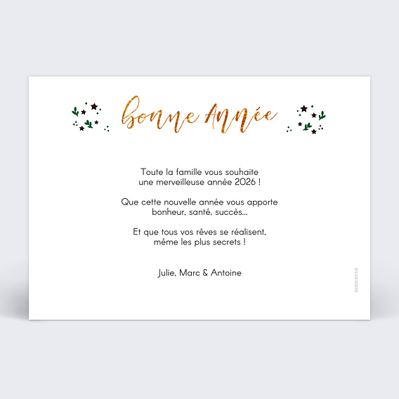 Carte de voeux Feuilles étoilées Verso