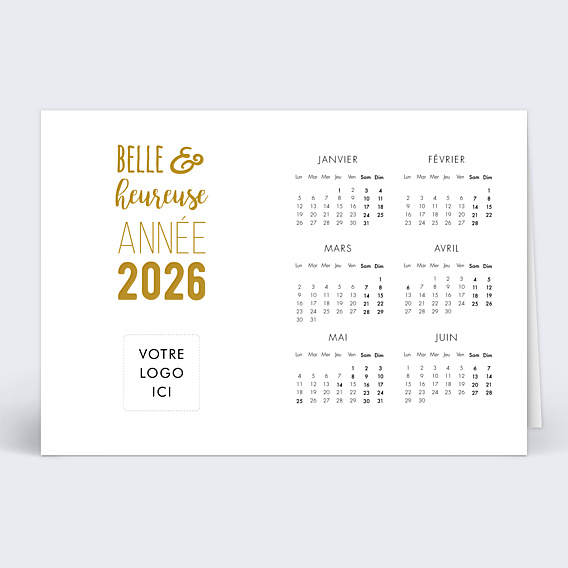 Carte de Voeux Entreprise Calendrier Typographie