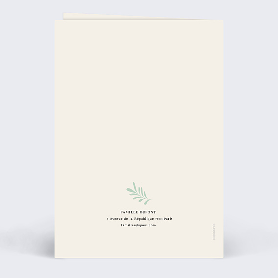 Carte de voeux Cadre Végétal Verso