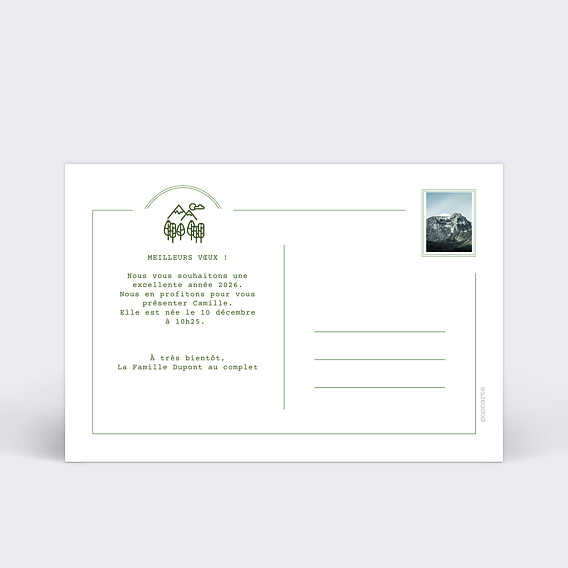 Carte de voeux Montagne Vintage Verso