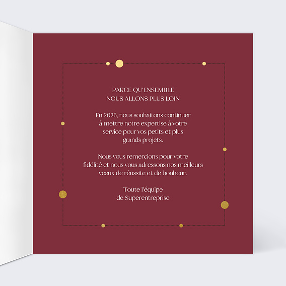 Carte de vœux entreprise Courbe de Valeurs Intérieur Droit