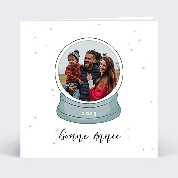 Carte de Voeux Particuliers Dcoupe Boule de Neige