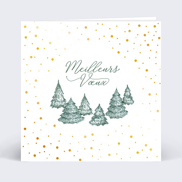 Carte de Vux Entreprise Dorure Pois Sapins