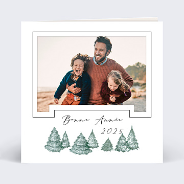 Carte de Voeux Particuliers Dcoupe Sapins enneigs
