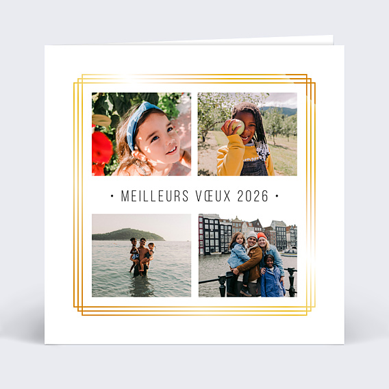Carte de Voeux Particuliers Dorure cadre multiphoto