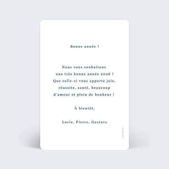 Carte de voeux Caractère Verso