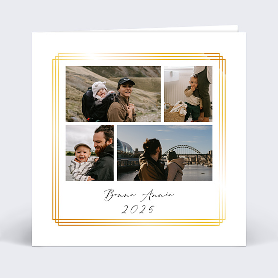 Carte de Voeux Particuliers Dorure Cadre 4 photos