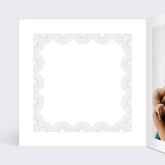 Carte de voeux Découpe Cadre Dentelle Intérieur Gauche