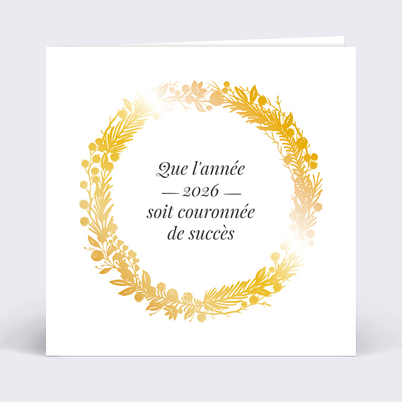 Carte de Voeux Entreprise Dorure Couronne Slogan