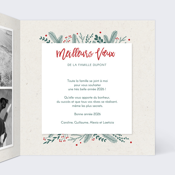 Carte de voeux Cadre Photo Festif Intérieur Droit