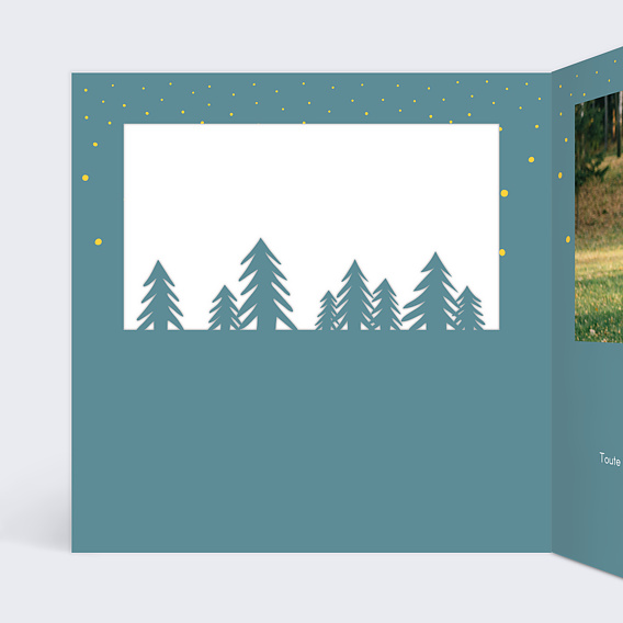 Carte de voeux Découpe Sapin Intérieur Gauche