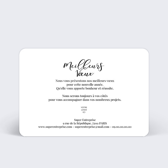 Carte de vœux entreprise Calligraphie Chic Verso