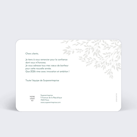 Carte de vœux entreprise Paisible Verso