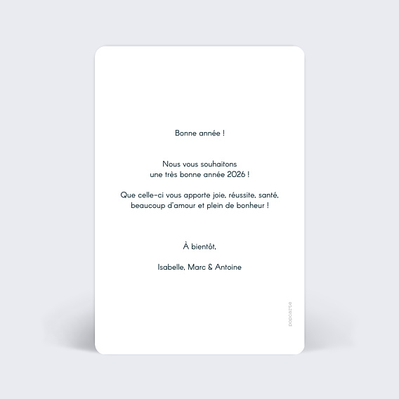 Carte de voeux Typographie Année Verso