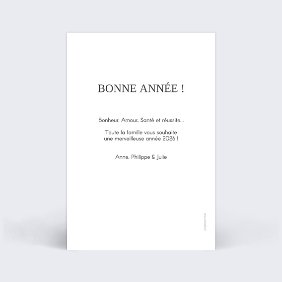 Carte de voeux Typographie cadre Bonne année Verso