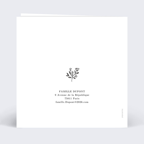 Carte de voeux Découpe Couronnée Verso