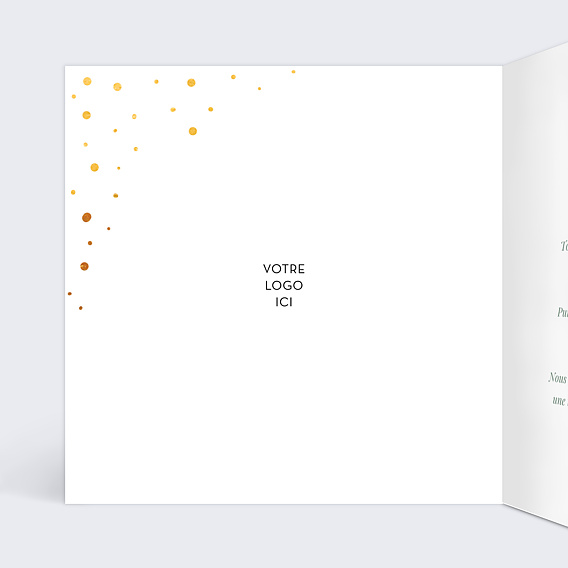 Carte de vœux entreprise Dorure Pois Sapins Intérieur Gauche