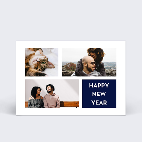 Carte de Voeux Particuliers Multiphoto Bleu
