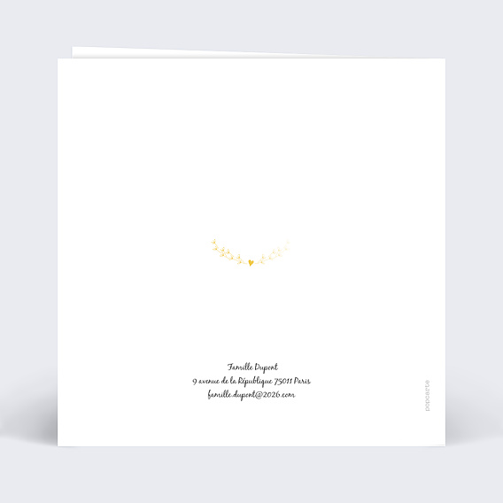 Carte de voeux Coeur Bucolique Dorure Verso