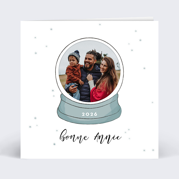 Carte de Voeux Particulier Découpe Boule de Neige Recto