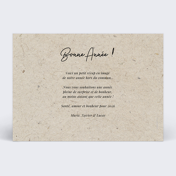 Carte de voeux Esprit Chiné 4 photos Verso