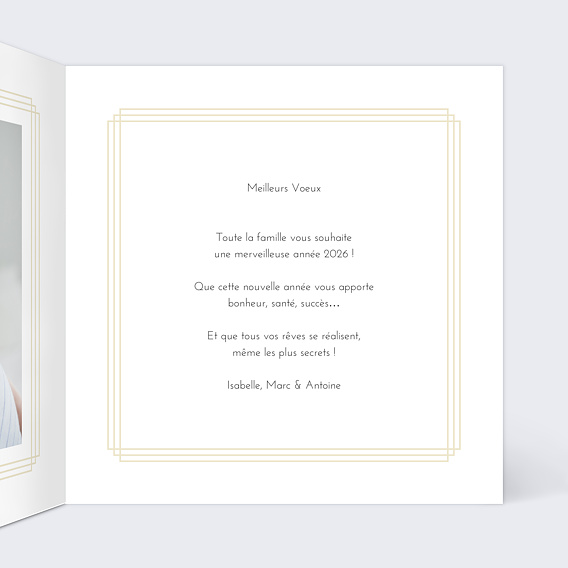 Carte de voeux Dorure cadre photo Intérieur Droit
