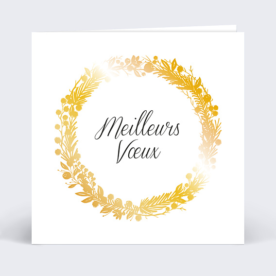 Carte de Voeux Particuliers Couronne Meilleurs Voeux Dorure