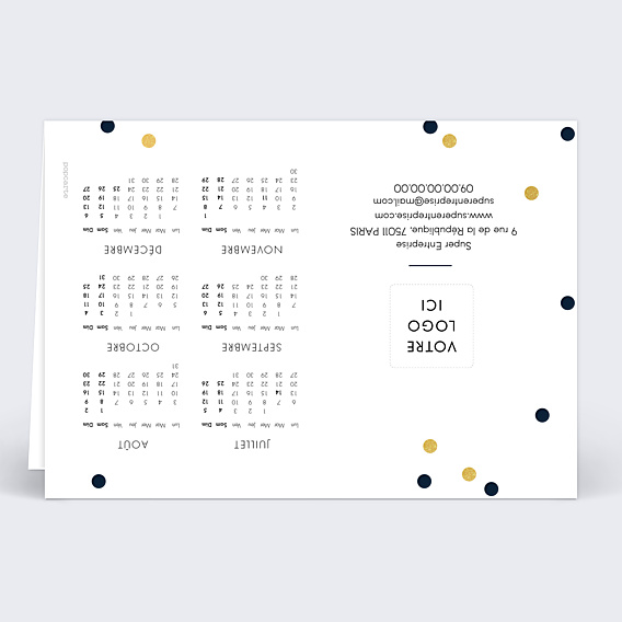 Carte de Voeux Entreprise Calendrier Pois