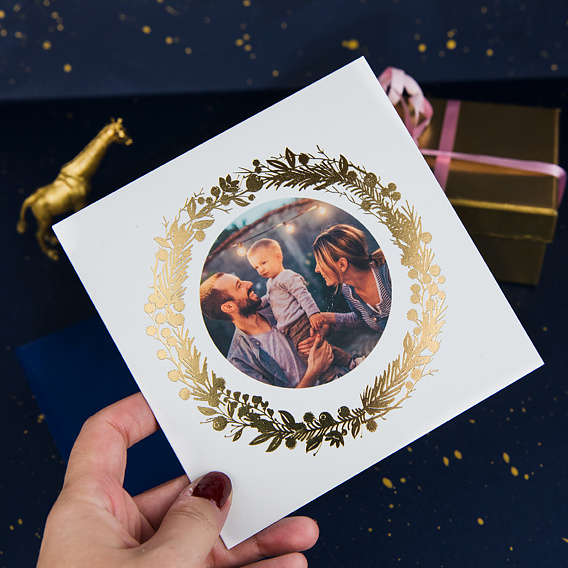 Carte de Voeux Particuliers Dorure couronne photo