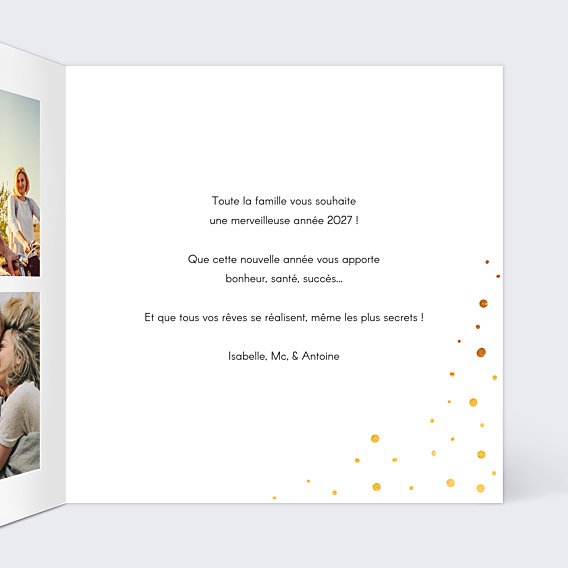 Carte de Voeux Particuliers Dorure pois année