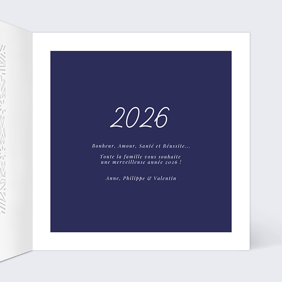 Carte de voeux Découpe Flocons Intérieur Droit