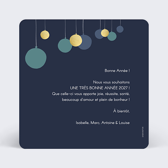 Carte de Voeux Particuliers Boules de Noël